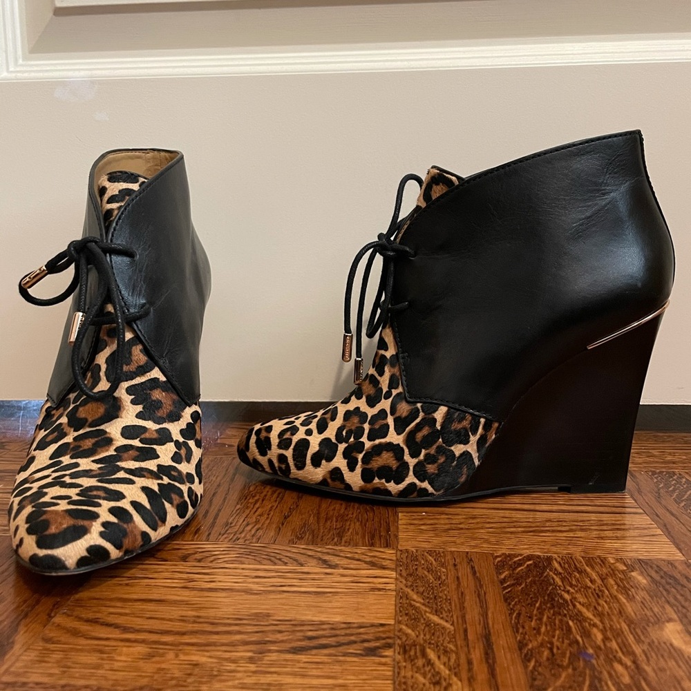 COACH Mercy Lace Up Booties - Leather & Leopard